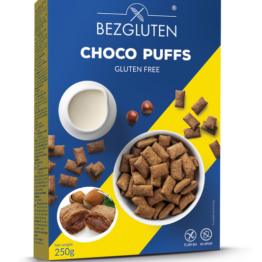 Gluten free Choco puffs cocoa pillows lled with hazelnut cream 250g